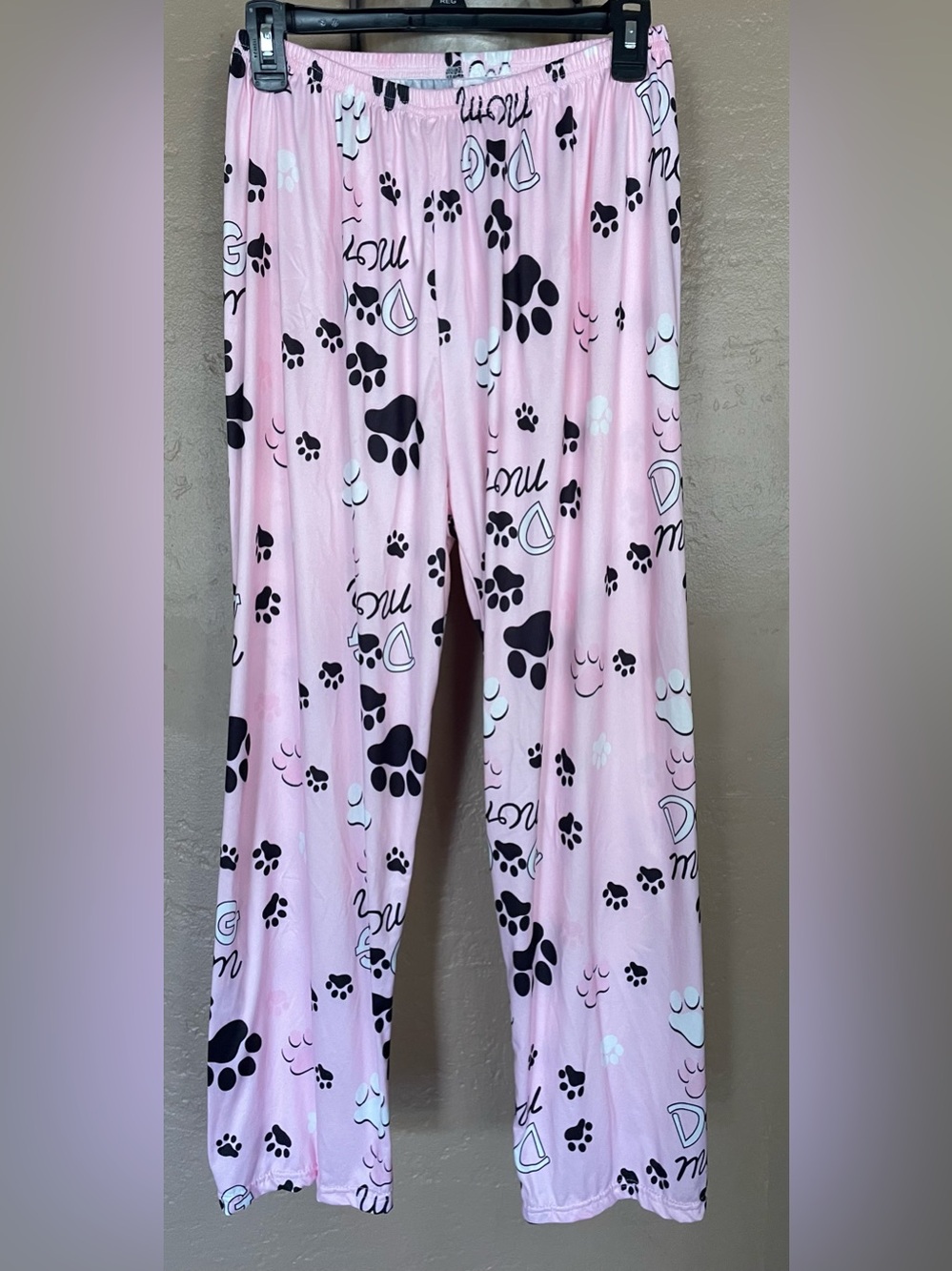 Dog Mom Pink Black Paw Print Lounge Pants soft cozy lounge wear XL NWOT